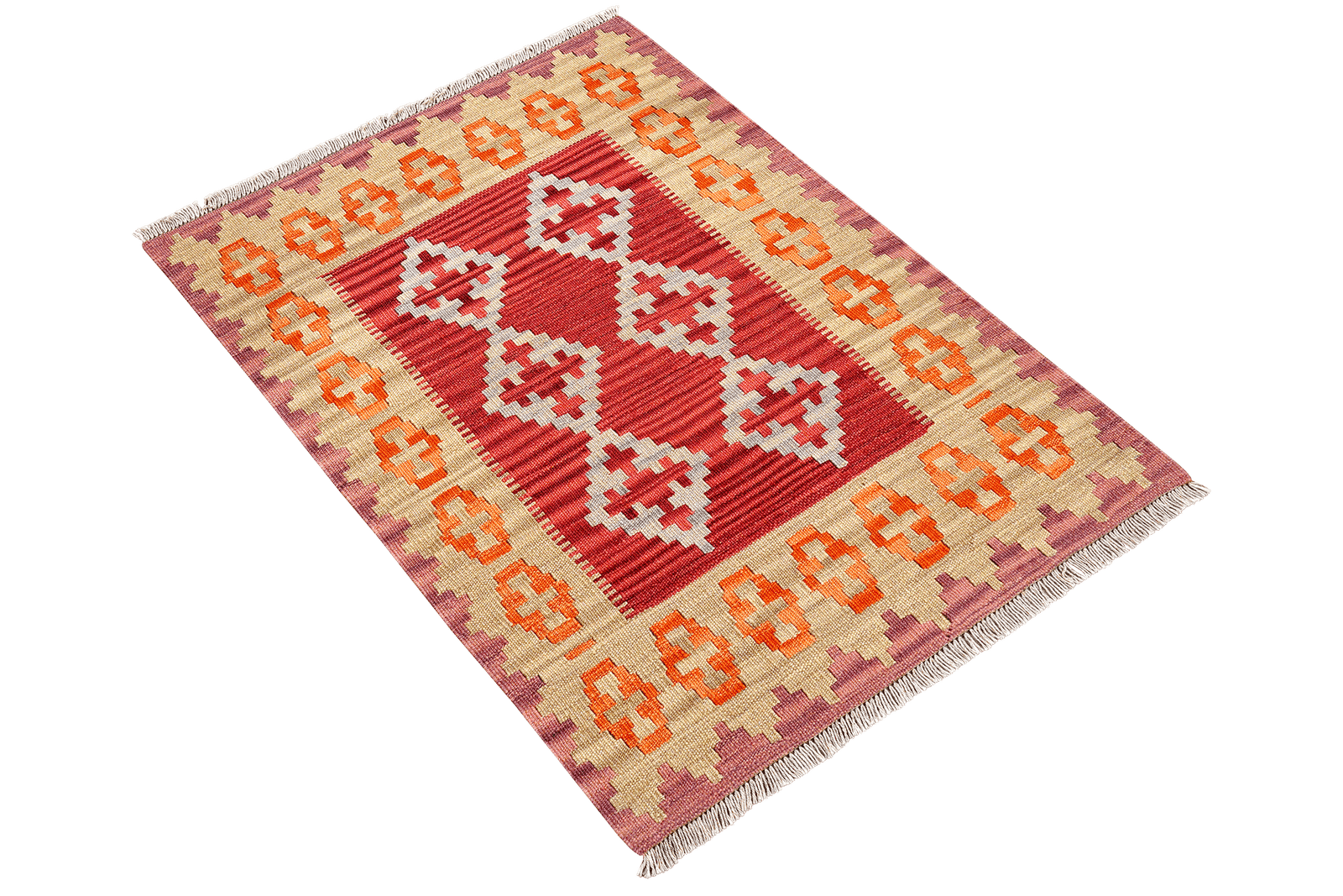 Kelim Gashgai — Handmade, 85x111 cm, Red, 100% Virgin Wool | View 4