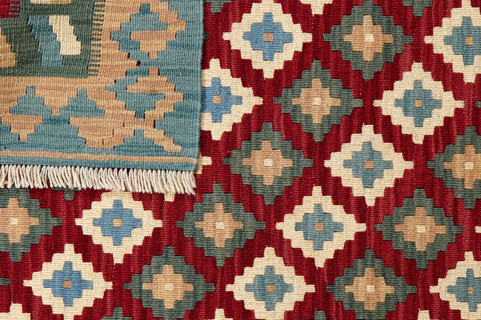 Kelim Gashgai — Handmade, 104x153 cm, Red, 100% Virgin Wool | View 6