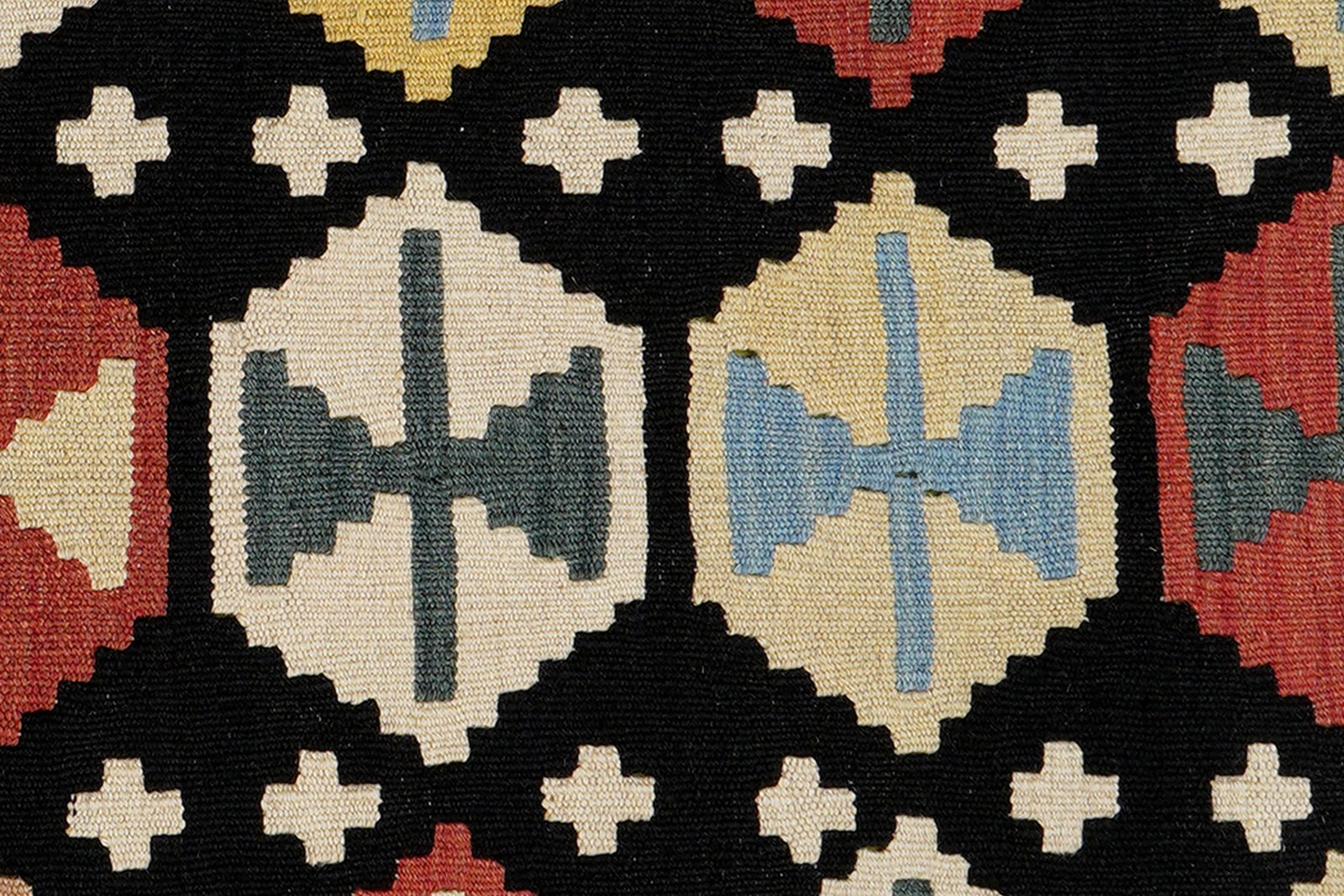 Kelim Gashgai — Handmade, 104x152 cm, Black, 100% Virgin Wool | View 5