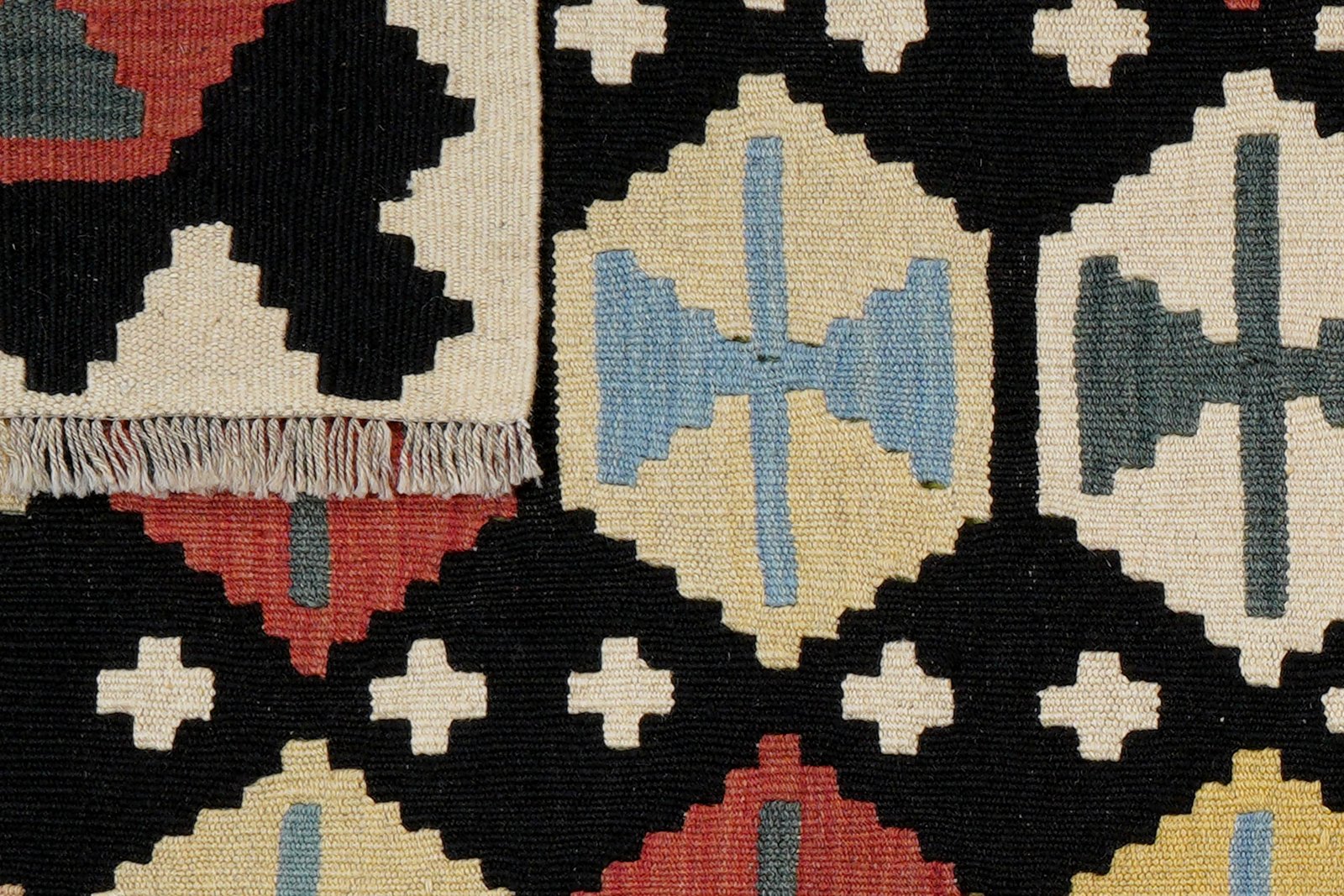Kelim Gashgai — Handmade, 104x152 cm, Black, 100% Virgin Wool | View 6