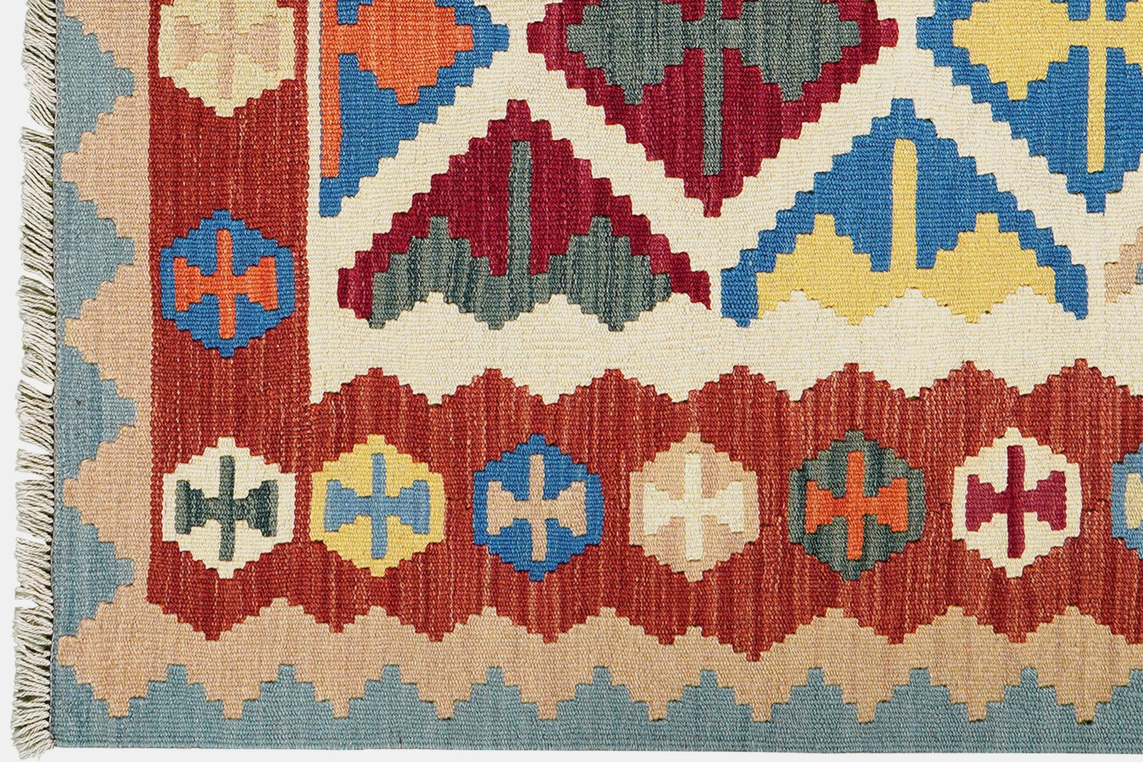 Kelim Gashgai — Handmade, 105x152 cm, Beige, 100% Virgin Wool | View 3
