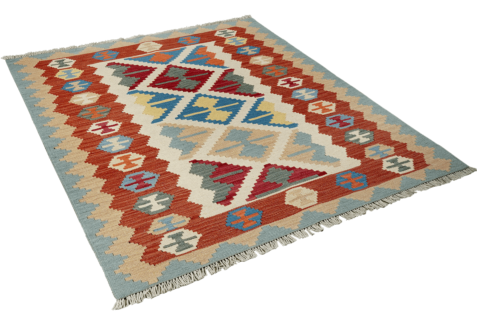 Kelim Gashgai — Handmade, 105x152 cm, Beige, 100% Virgin Wool | View 4