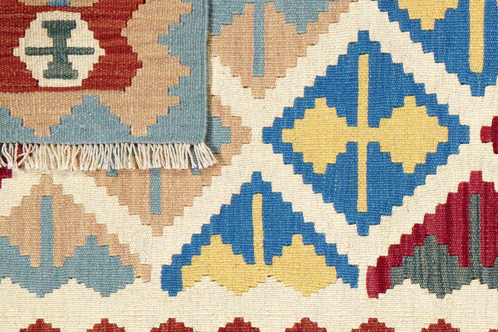 Kelim Gashgai — Handmade, 105x152 cm, Beige, 100% Virgin Wool | View 6