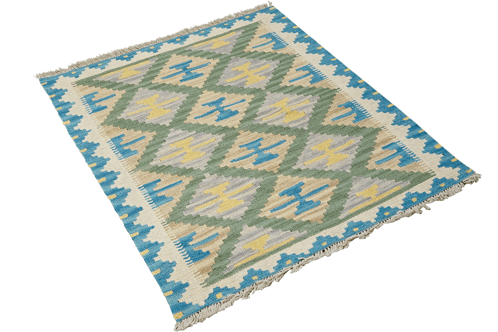 Kelim Gashgai — Handmade, 80x119 cm, Green, 100% Virgin Wool | View 4