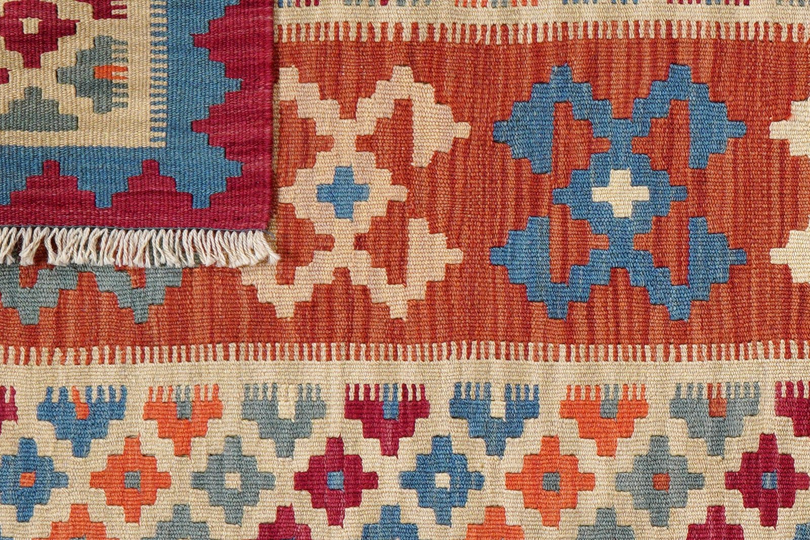Kelim Gashgai — Handmade, 85x126 cm, Red, 100% Virgin Wool | View 6