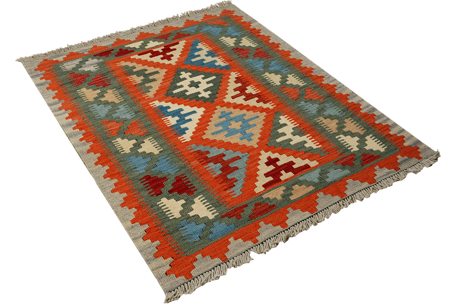 Kelim Gashgai — Handmade, 82x122 cm, Red, 100% Virgin Wool | View 4