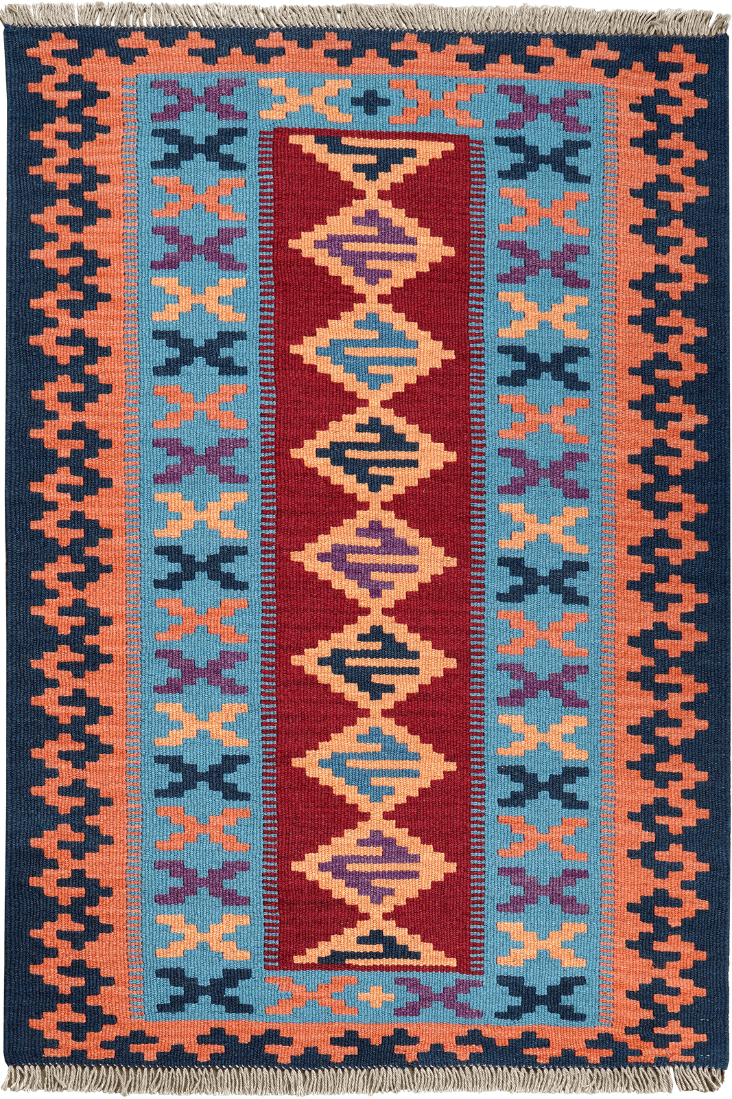 Kelim Gashgai — Handmade, 84x123 cm, Red, 100% Virgin Wool | Main view