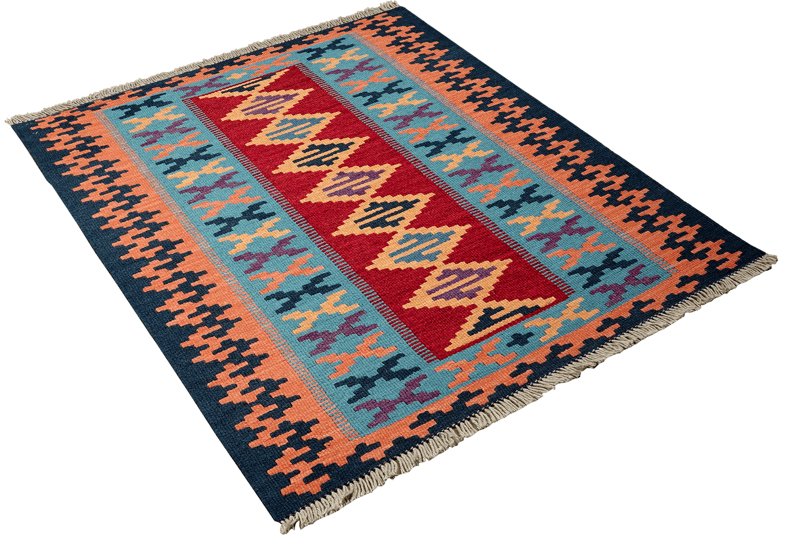 Kelim Gashgai — Handmade, 84x123 cm, Red, 100% Virgin Wool | View 4