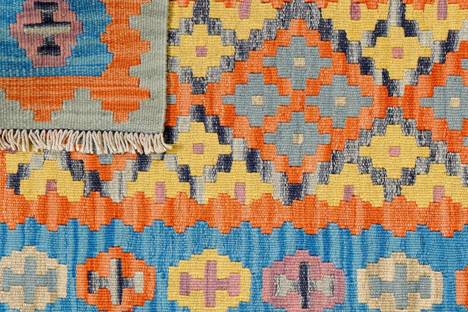 Kelim Gashgai — Handmade, 84x131 cm, Orange, 100% Virgin Wool | View 6