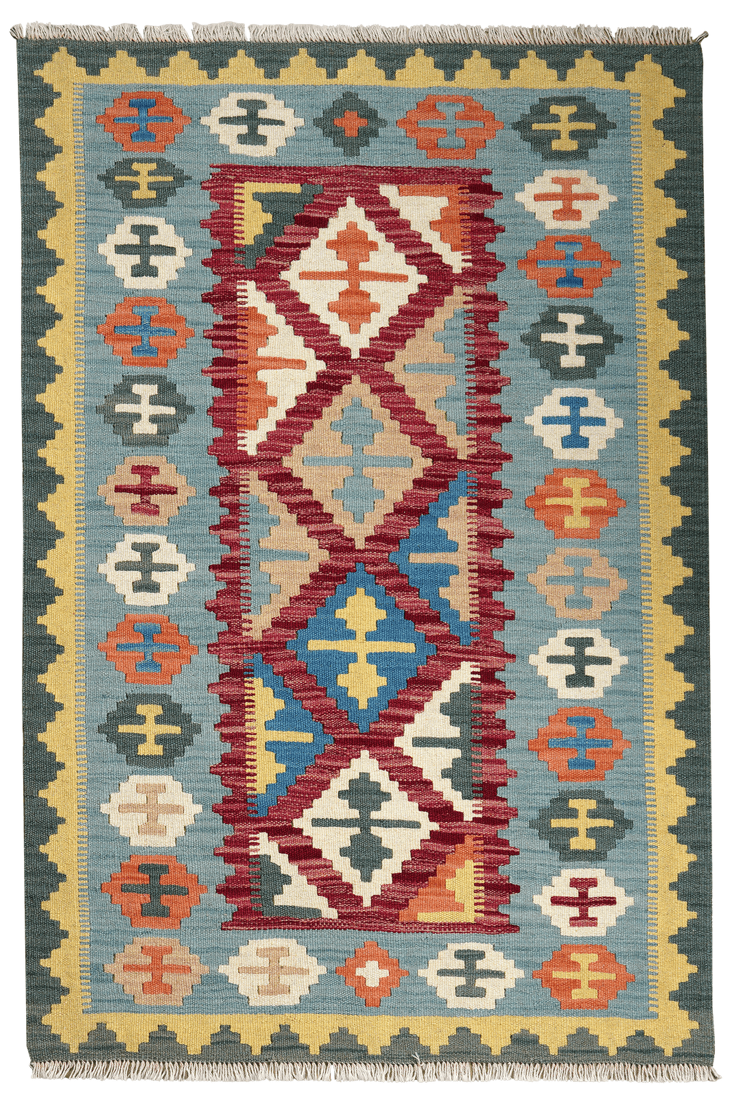 Kelim Gashgai — Handmade, 100x153 cm, Red, 100% Virgin Wool | Main view