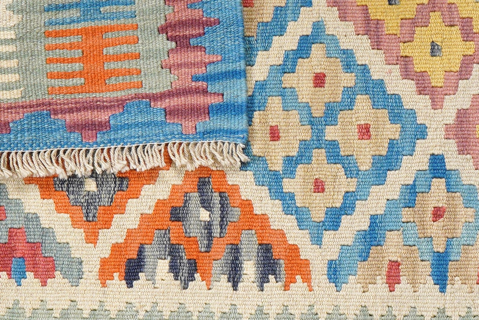 Kelim Gashgai — Handmade, 84x127 cm, Beige, 100% Virgin Wool | View 6