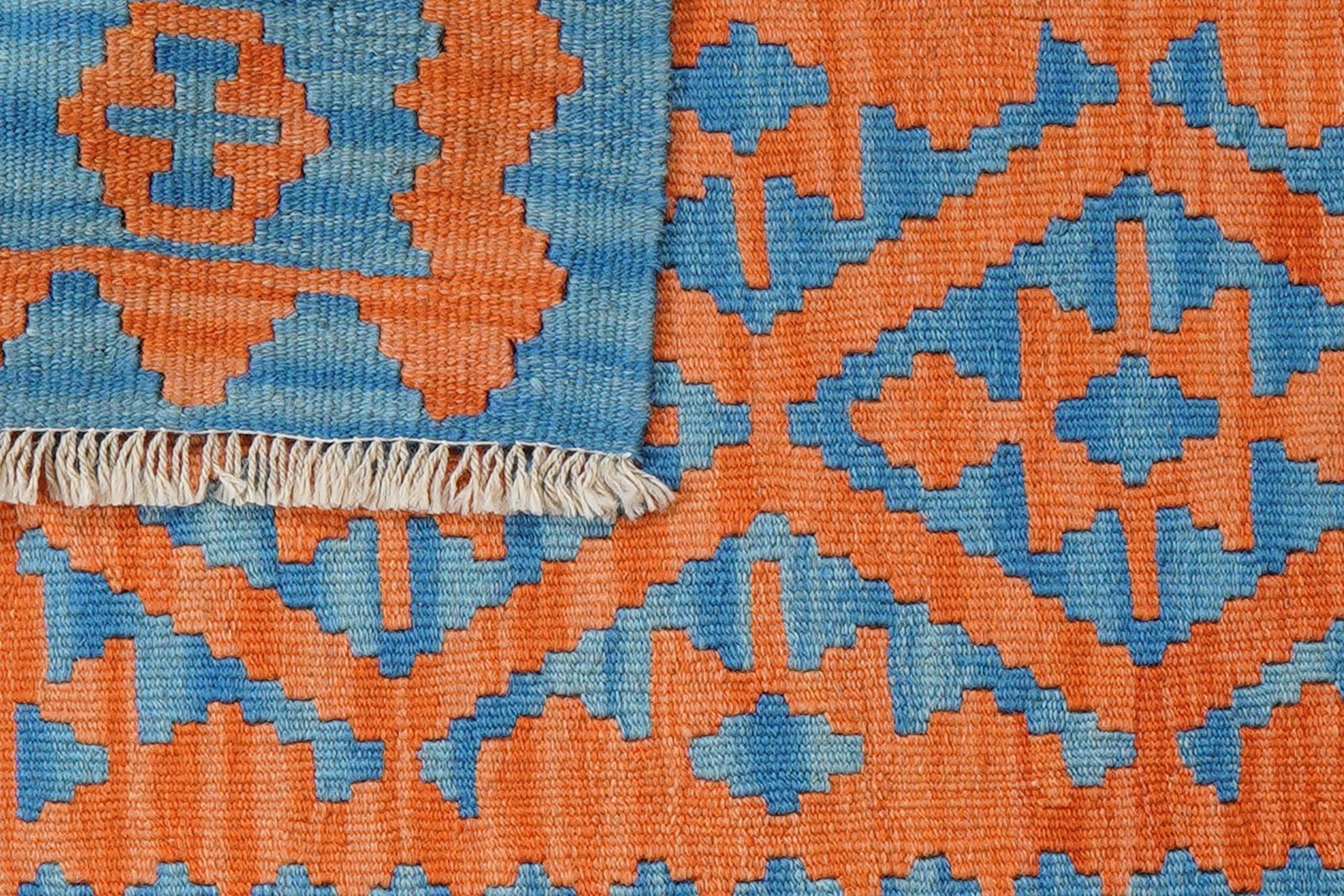 Kelim Gashgai — Handmade, 89x127 cm, Orange, 100% Virgin Wool | View 6