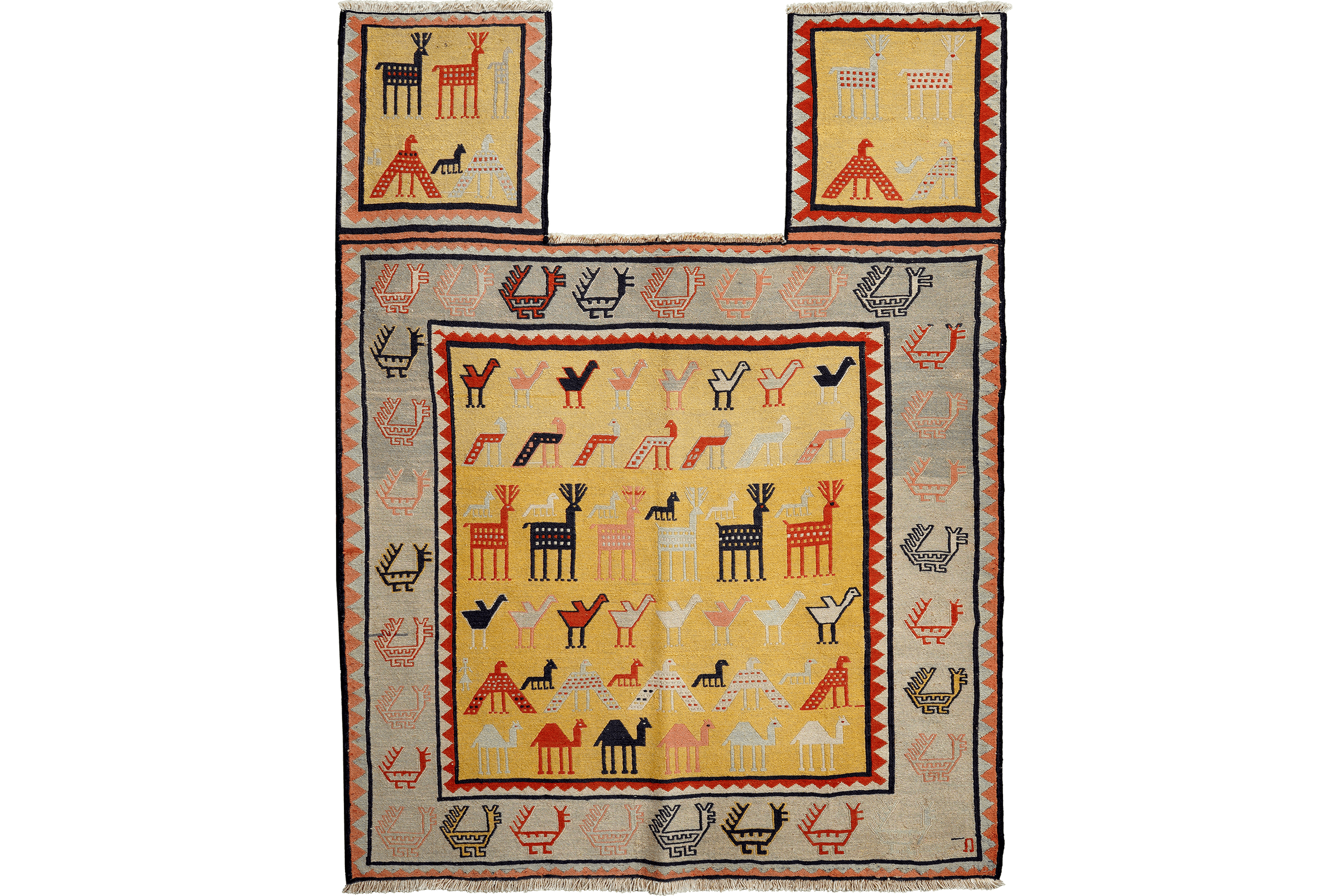 Sumak Shahsavan — Handmade, 118x156 cm, Yellow, 100% Virgin Wool | Main view