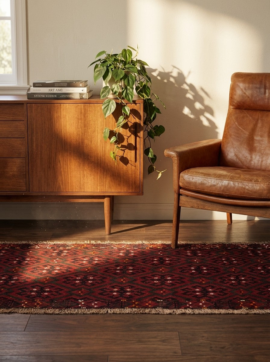 Kelim Turkman — Handmade, 123x37 cm, Multicolor, 100% Virgin Wool | Back view