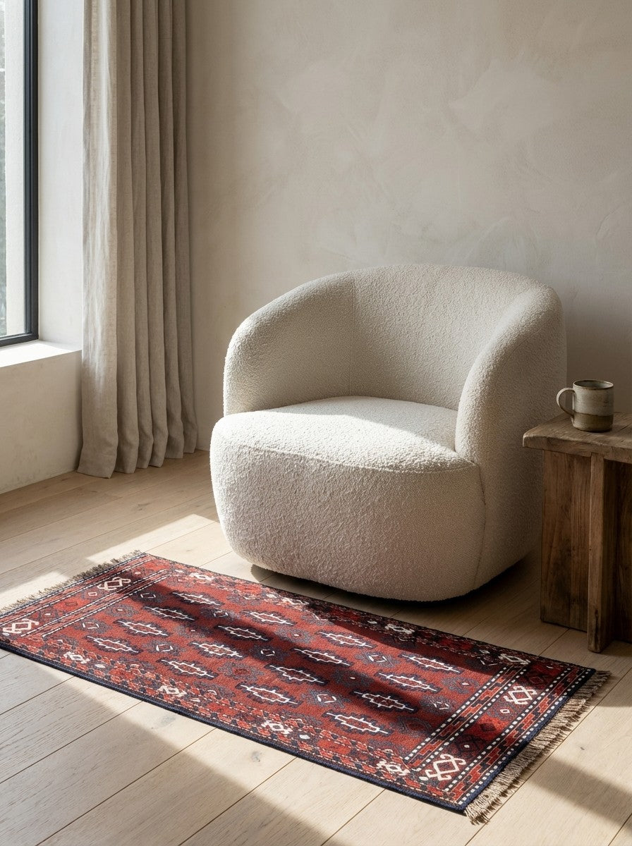 Kelim Turkman — Handmade, 112x46 cm, Brown, 100% Virgin Wool | Detail view