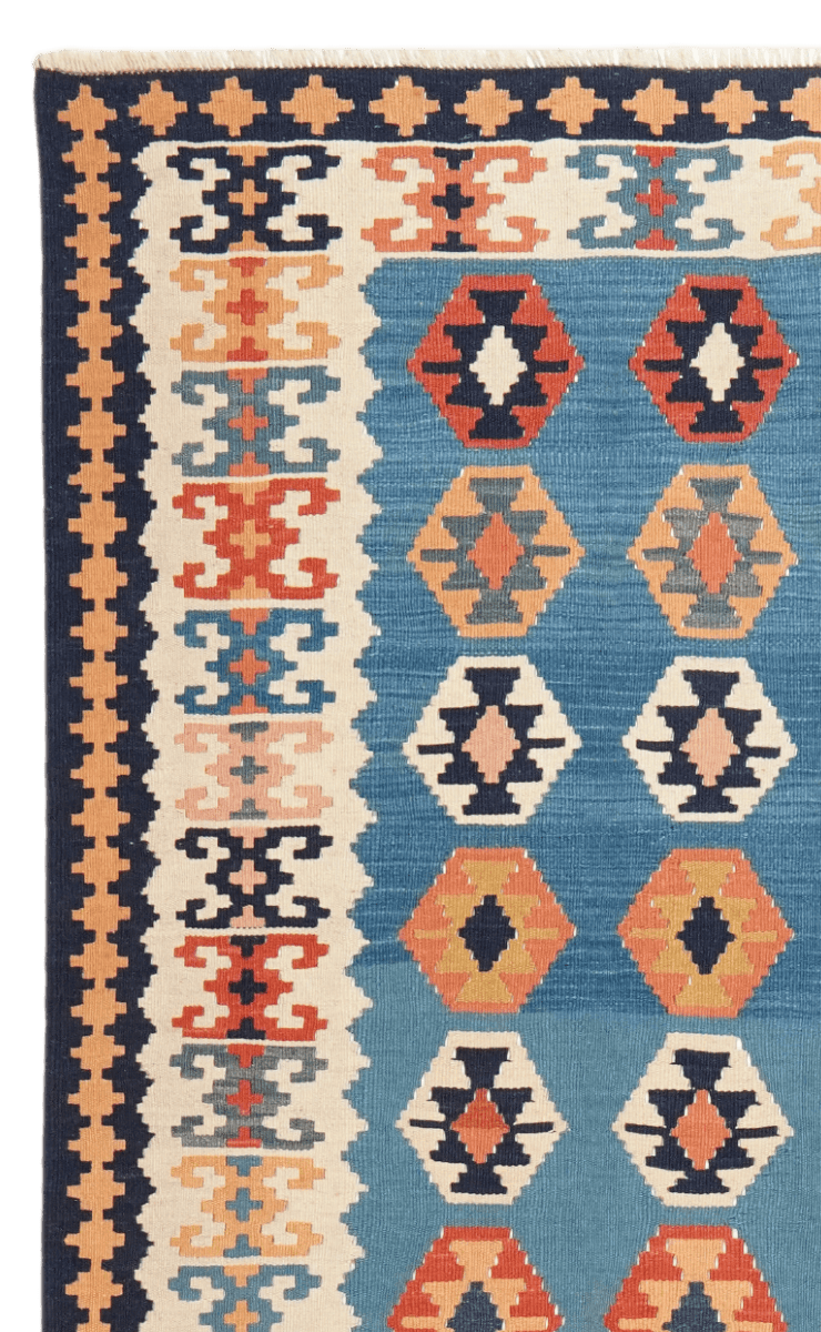Kelim Gashgai Old — Handmade, 160x201 cm, Blue, 100% Virgin Wool | View 3