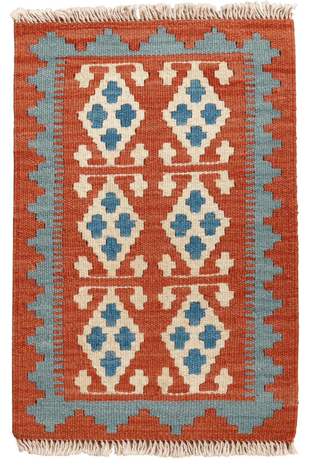 Kelim Gashgai — Handmade, 43x64 cm, Red, 100% Virgin Wool | Main view