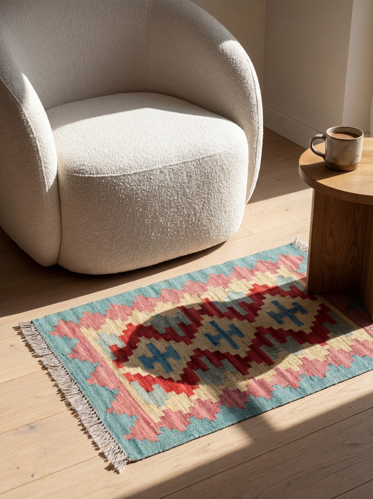 Kelim Gashgai — Handmade, 47x64 cm, Multicolor, 100% Virgin Wool | Detail view