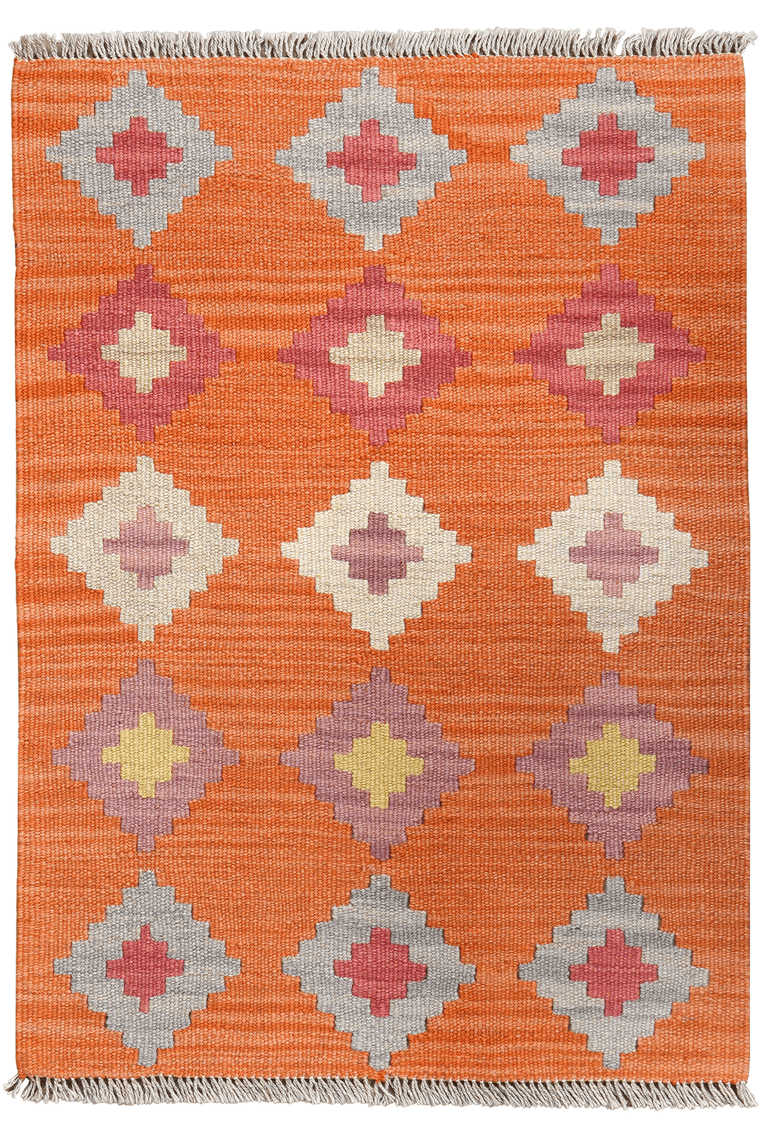 Kelim Gashgai — Handmade, 62x89 cm, Orange, 100% Virgin Wool | Main view