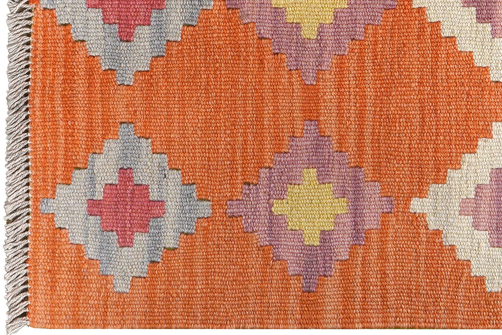 Kelim Gashgai — Handmade, 62x89 cm, Orange, 100% Virgin Wool | View 3