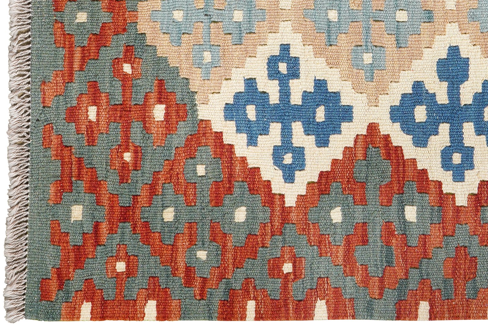 Kelim Gashgai — Handmade, 87x123 cm, Beige, 100% Virgin Wool | View 3