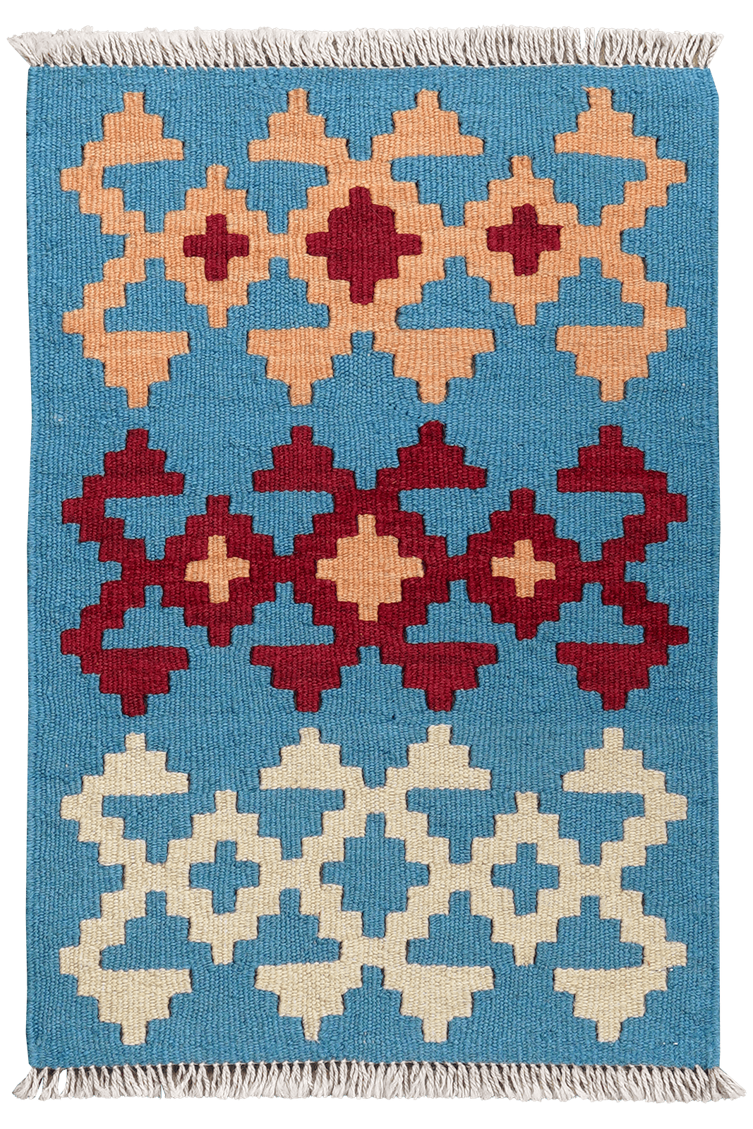 Kelim Gashgai — Handmade, 42x62 cm, Blue, 100% Virgin Wool | Main view