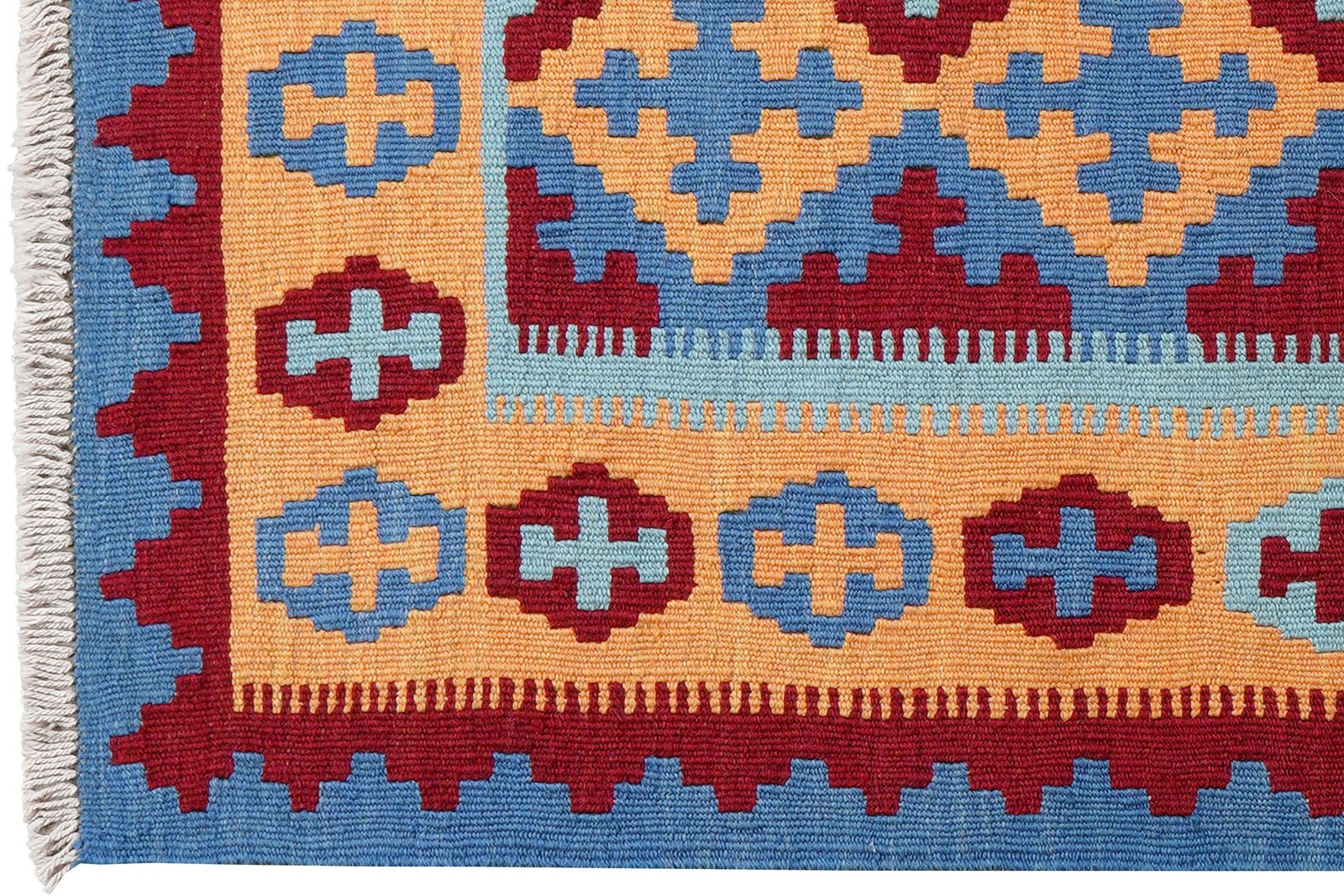 Kelim Gashgai — Handmade, 85x119 cm, Blue, 100% Virgin Wool | View 3