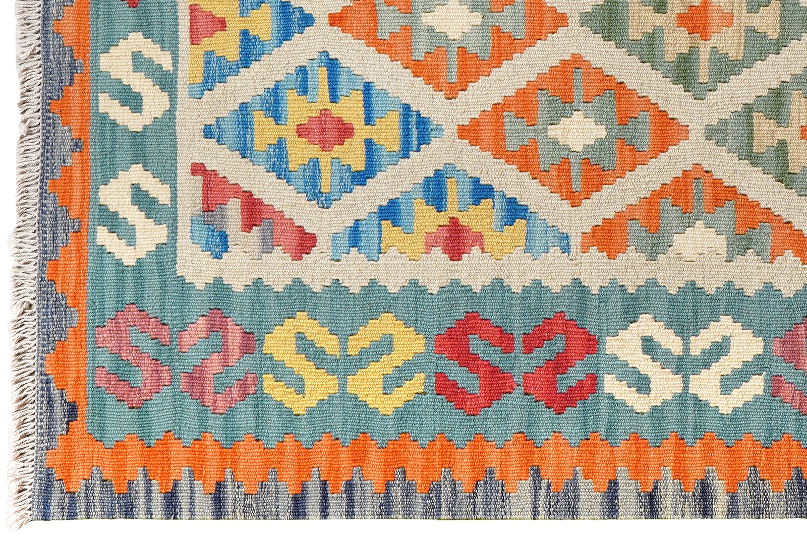 Kelim Gashgai — Handmade, 125x181 cm, Beige, 100% Virgin Wool | View 3