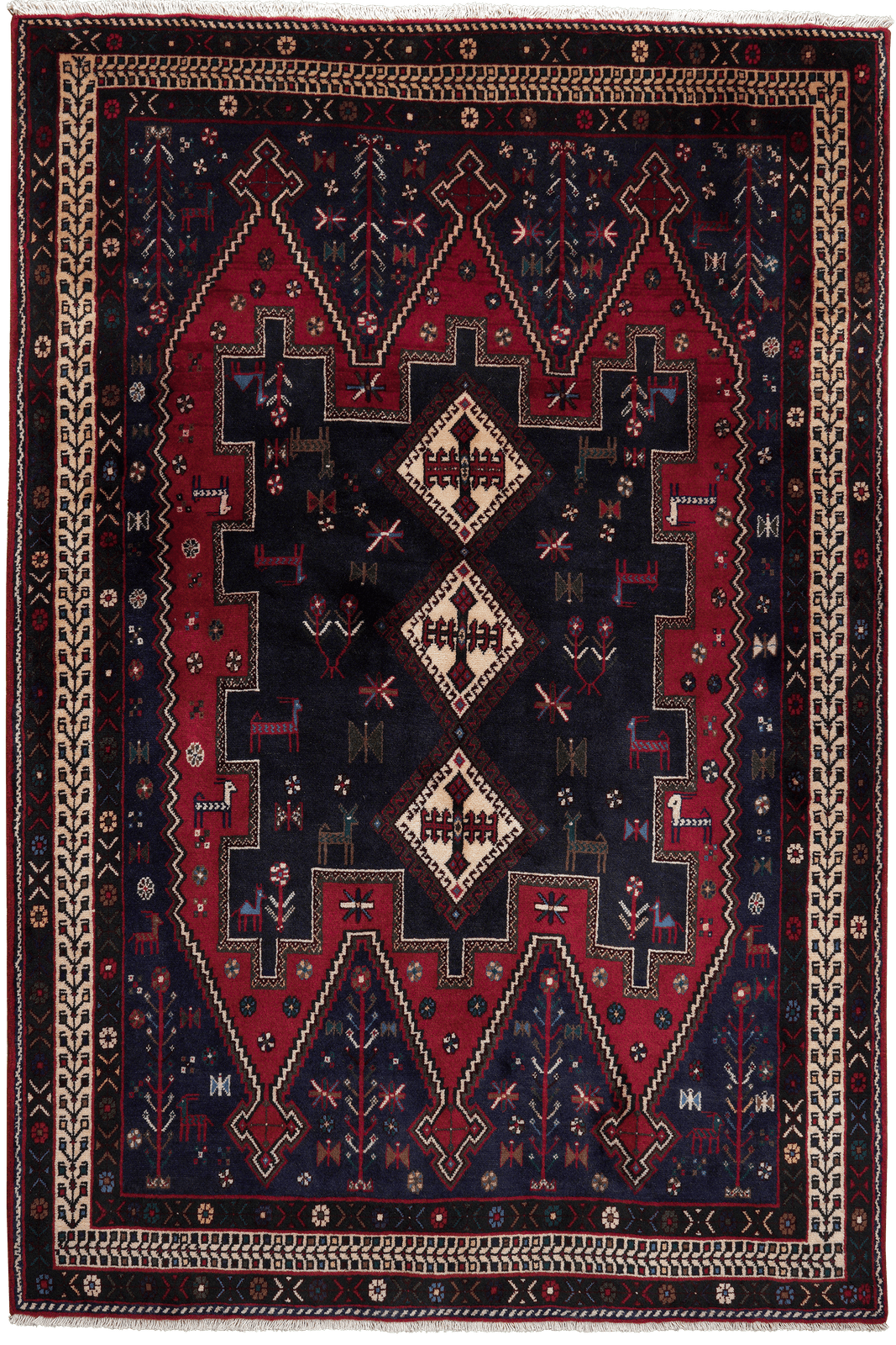 Afshar — Hand-knotted, 148x219 cm, Blue, 100% Virgin Wool | Main view