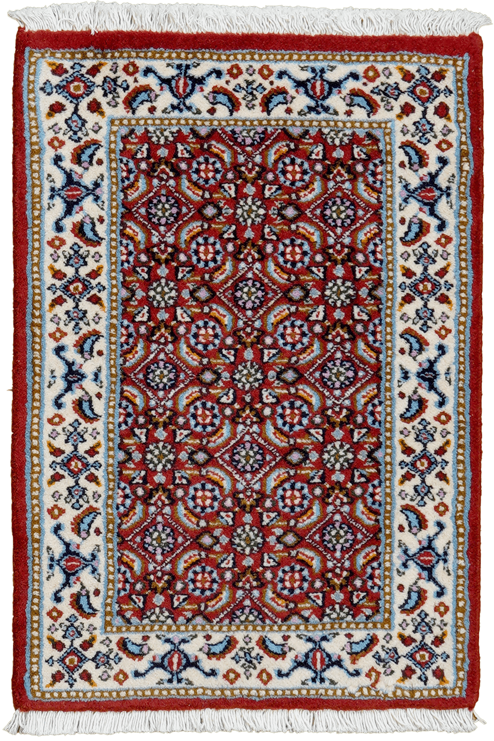 Moud Mahi — Hand-knotted, 38x57 cm, Red, 100% Virgin Wool | Main view