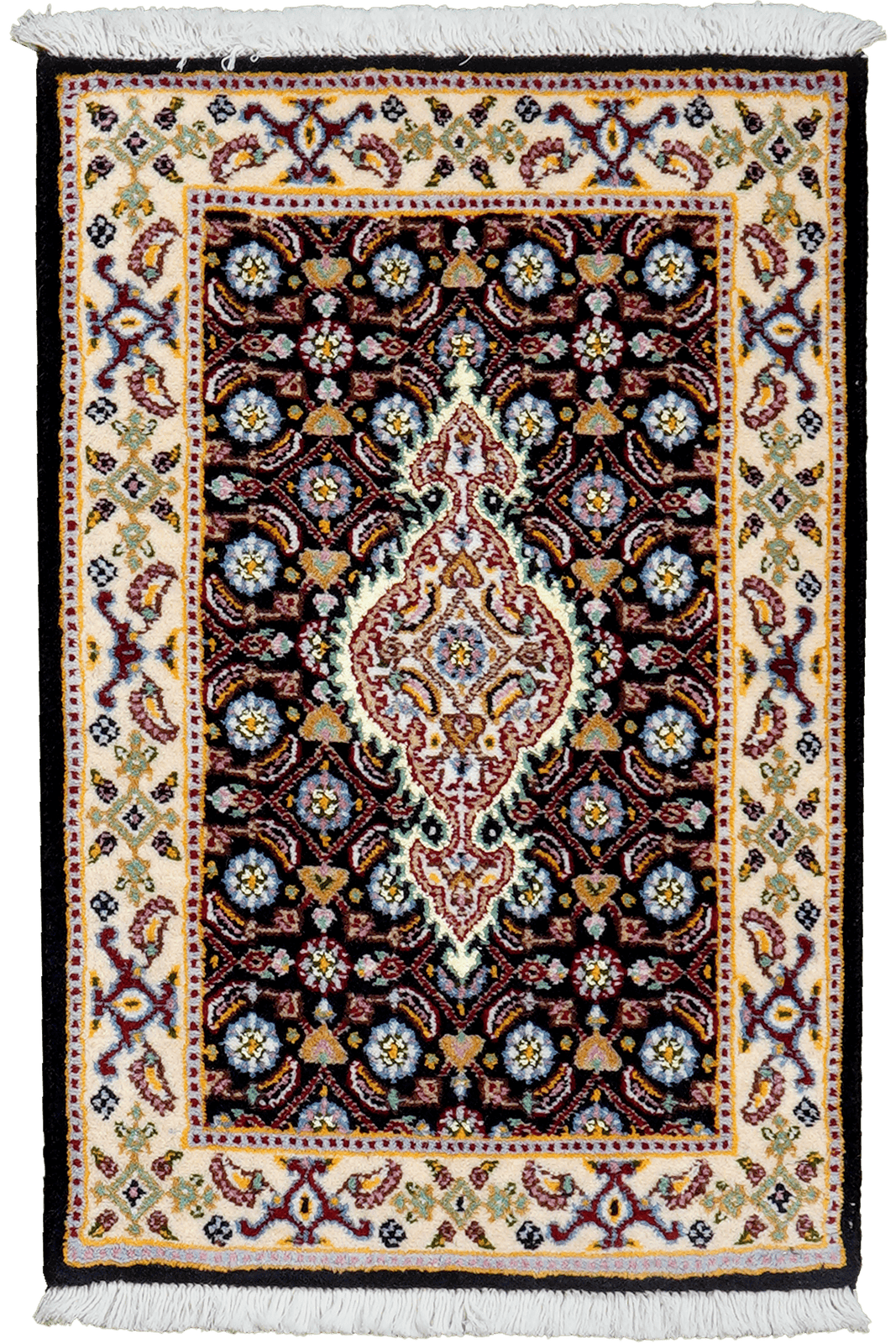 Moud Mahi — Hand-knotted, 40x60 cm, Blue, 100% Virgin Wool | Main view