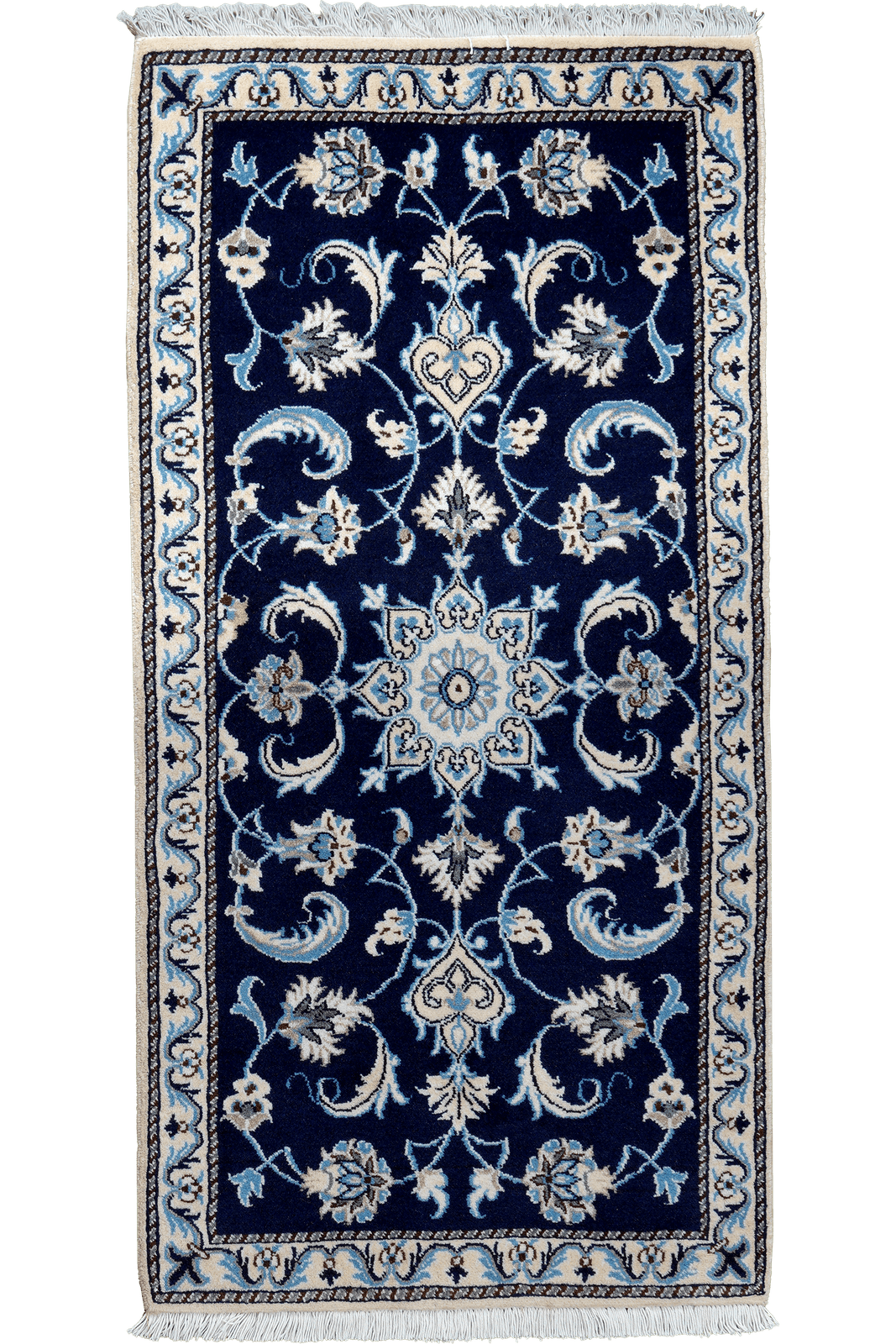 Nain 12La — Hand-knotted, 68x136 cm, Blue, 100% Virgin Wool | Main view