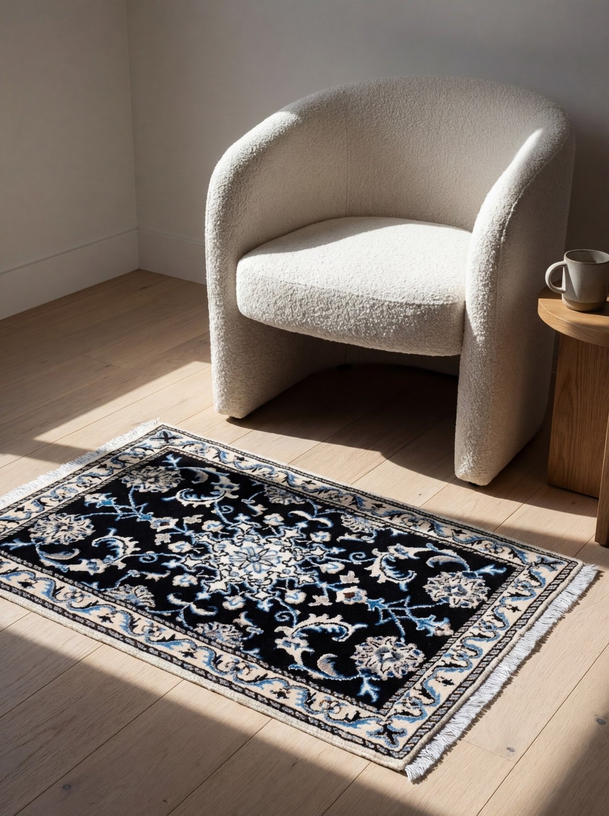 Nain 12La — Hand-knotted, 60x88 cm, Blue, 100% Virgin Wool | Detail view