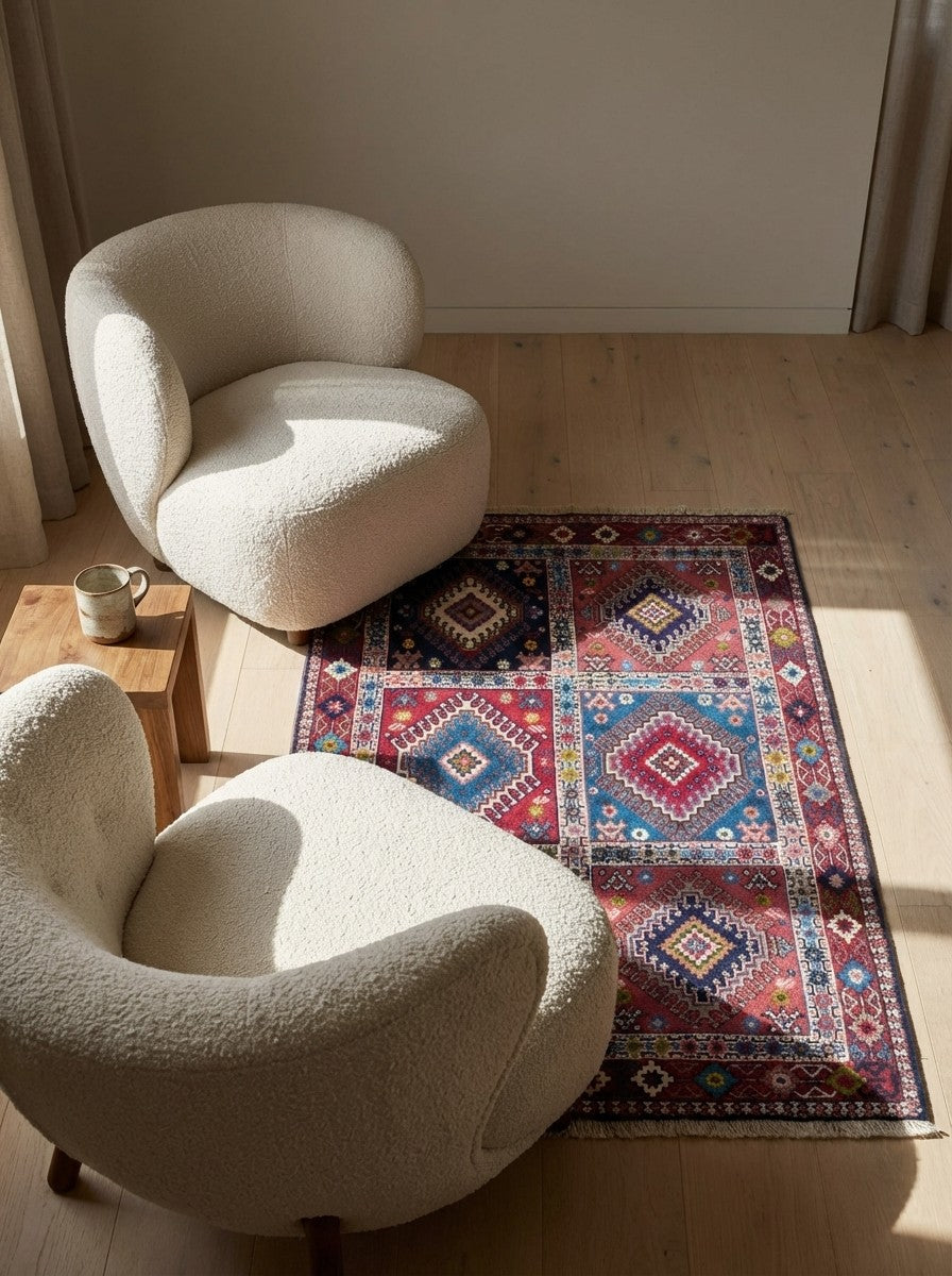 Yalameh — Hand-knotted, 82x133 cm, Multicolor, 100% Virgin Wool | Detail view