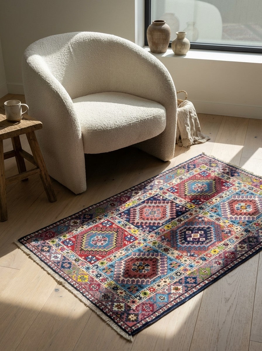 Yalameh — Hand-knotted, 85x130 cm, Multicolor, 100% Virgin Wool | Detail view