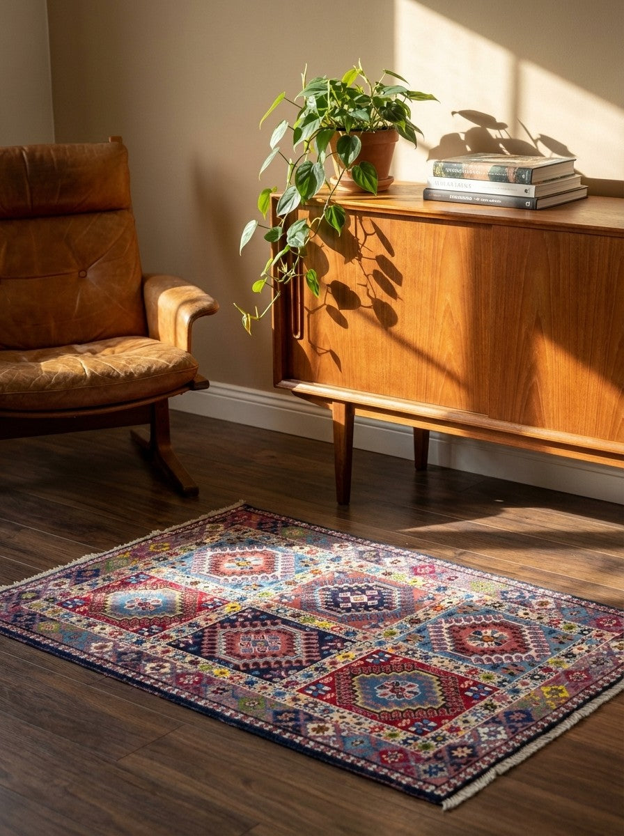 Yalameh — Hand-knotted, 85x130 cm, Multicolor, 100% Virgin Wool | Back view