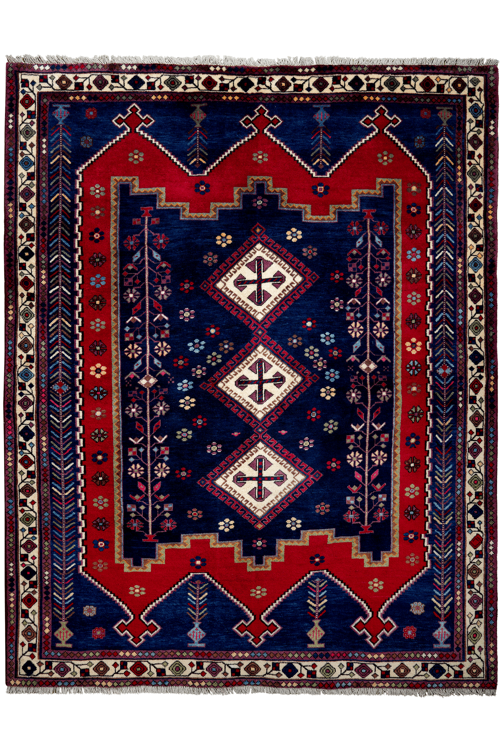 Afshar — Hand-knotted, 165x210 cm, Blue, 100% Virgin Wool | Main view