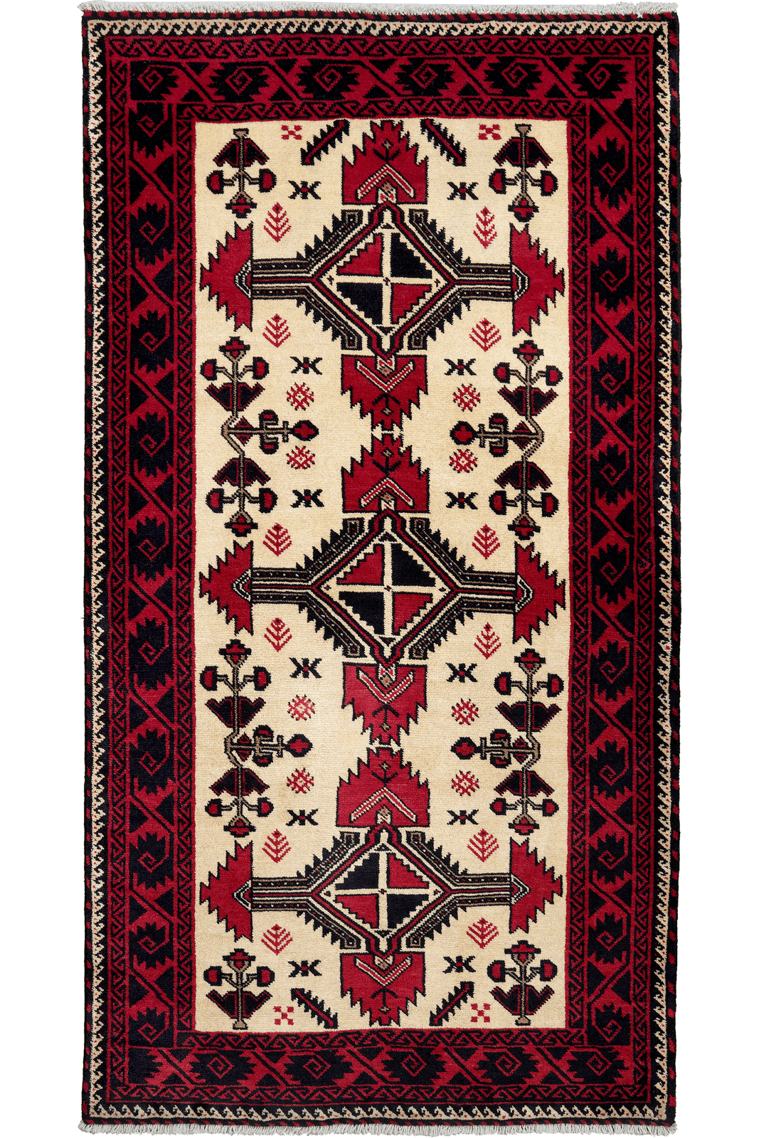 Belutch — Hand-knotted, 109x185 cm, Beige, 100% Virgin Wool | Main view