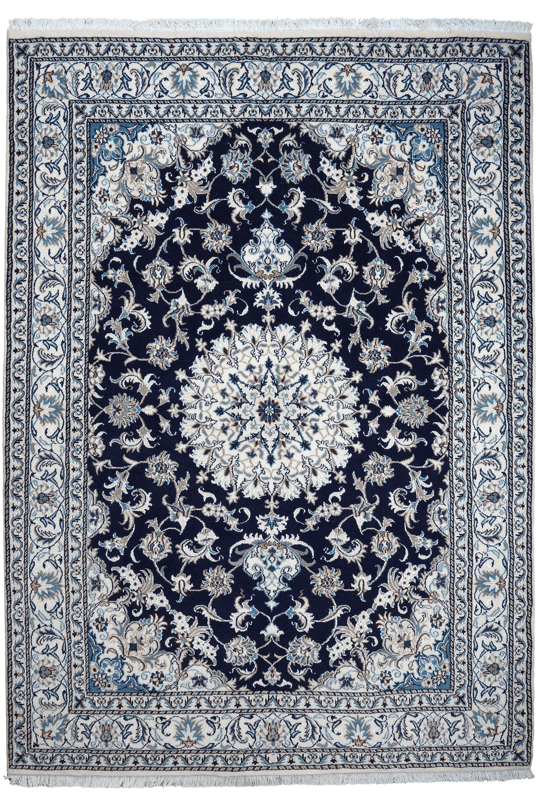 Nain 12La — Hand-knotted, 164x233 cm, Blue, 100% Virgin Wool | Main view