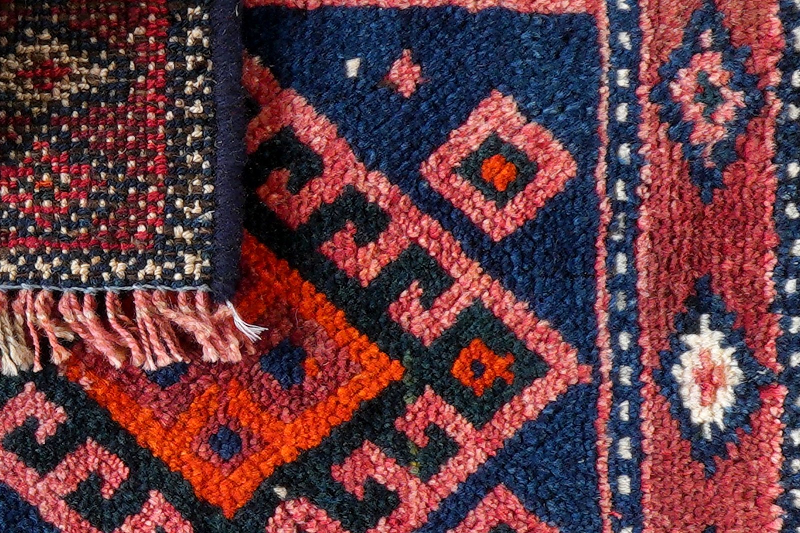 Gashgai — Hand-knotted, 52x46 cm, Blue, 100% Virgin Wool | View 7