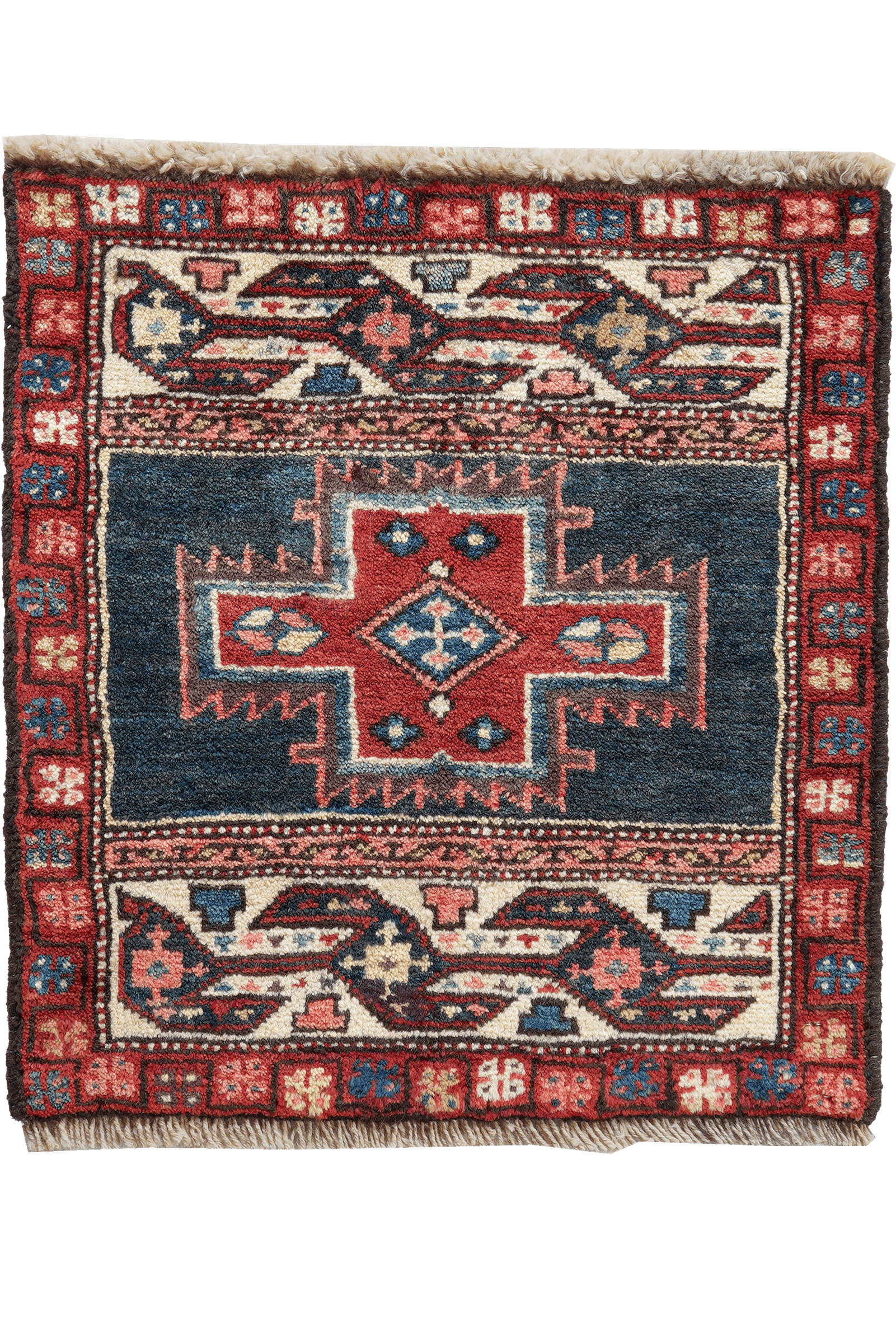 Shahsavan — Hand-knotted, 51x55 cm, Blue, 100% Virgin Wool | Main view
