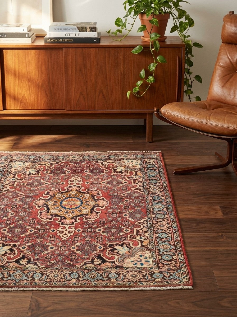 Heritage — Hand-knotted, 107x172 cm, Red, 100% Virgin Wool | Back view