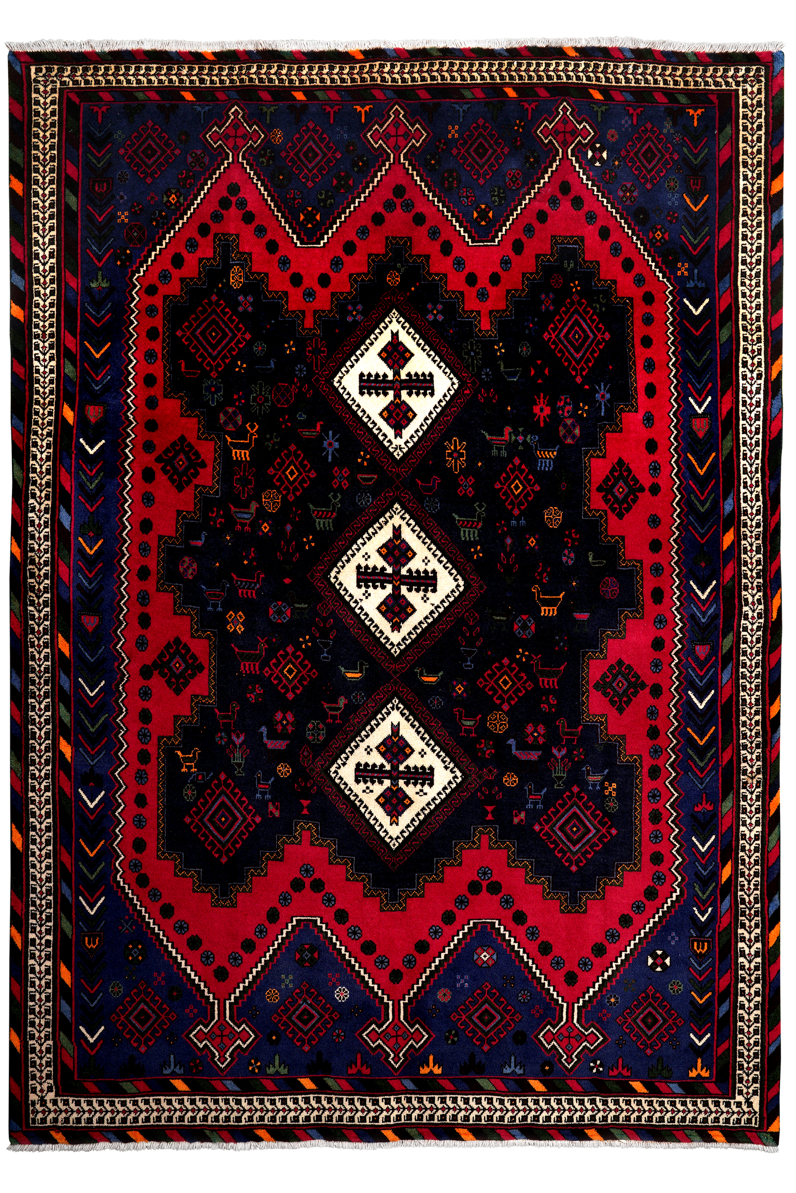 Afshar — Handgefertigt, 233x162 cm, Beige, 100% Virgin Wool | Main view