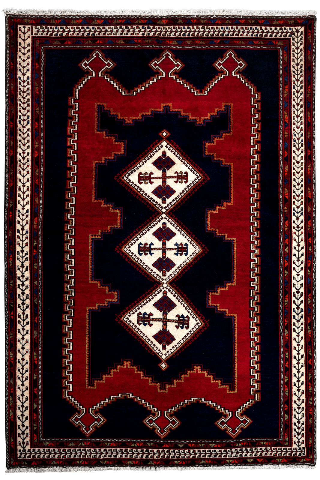 Afshar — Hand-knotted, 159x233 cm, Blue, 100% Virgin Wool | Main view