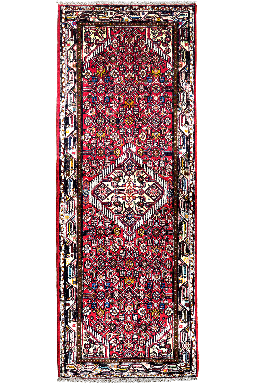 Assadabad — Hand-knotted, 77x201 cm, Red, 100% Virgin Wool | Main view