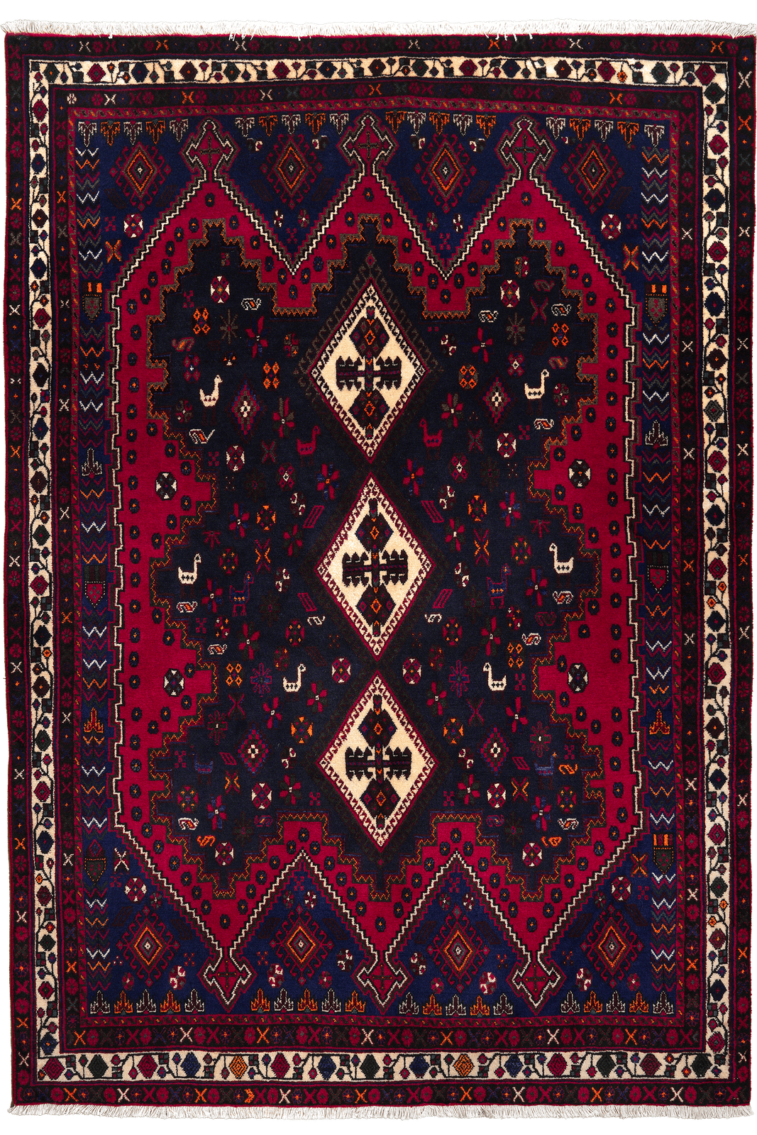 Afshar — Hand-knotted, 160x230 cm, Red, 100% Virgin Wool | Main view