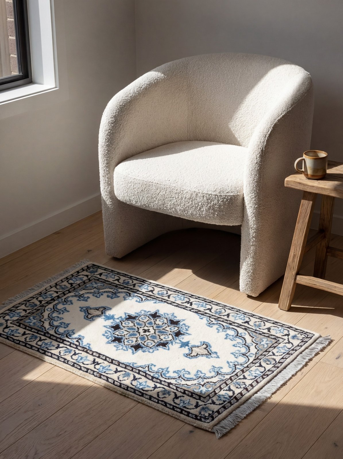 Nain 12La — Hand-knotted, 39x62 cm, Beige, 100% Virgin Wool | Detail view