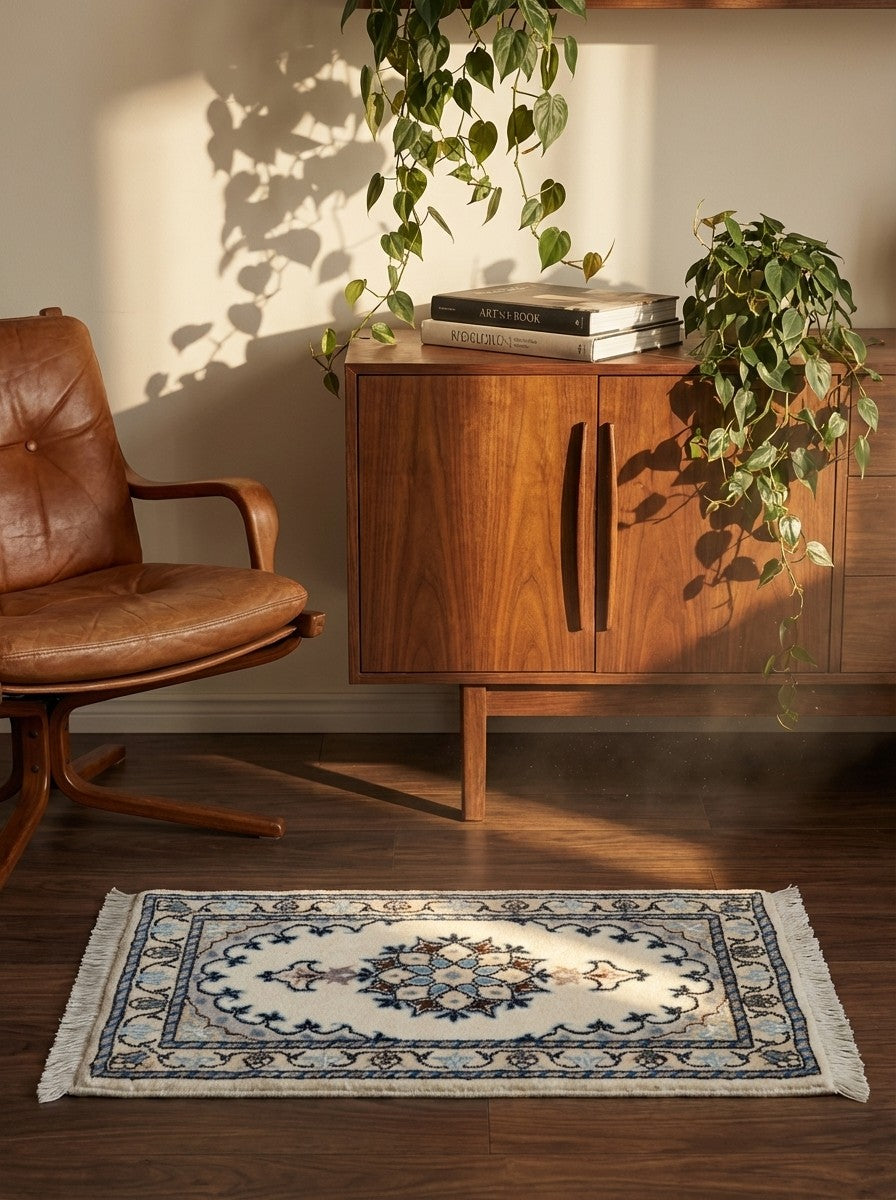 Nain 12La — Hand-knotted, 39x60 cm, Beige, 100% Virgin Wool | Back view