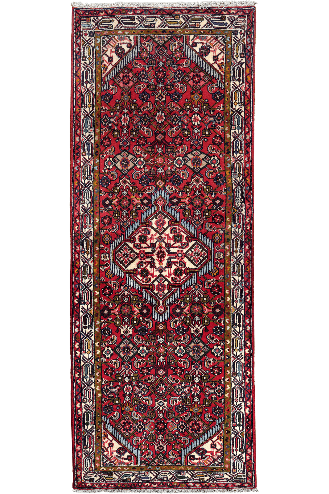 Assadabad — Hand-knotted, 77x212 cm, Red, 100% Virgin Wool | Main view