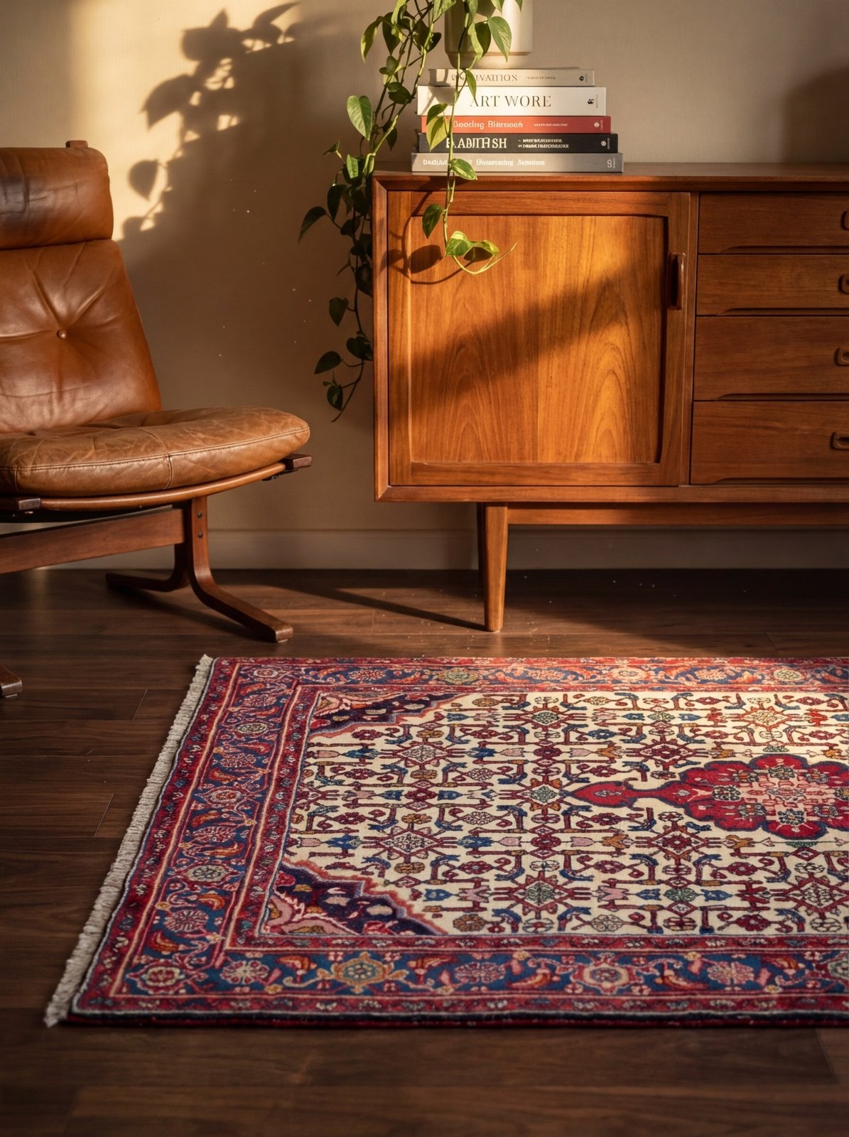 Bidjar Zandjan — Hand-knotted, 109x160 cm, Beige, 100% Virgin Wool | Back view